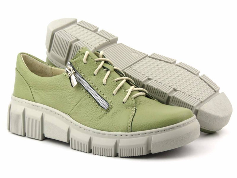 Dámská kožená obuv se silnou podrážkou - HELIOS Komfort 413, zelená