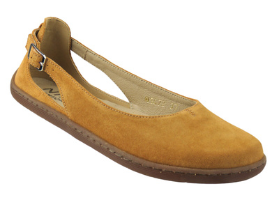 Dámské kožené barefoot minimalistické sandály se zvýšenou šířkou H - Nika Komfort 1472, světle hnědé