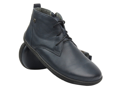 Barefoot kožené minimalistické dámské kotníkové boty tmavě modré HELIOS Komfort 699