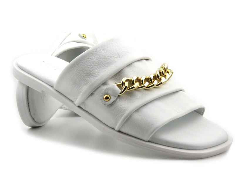 Dámské žabky se zlatým řetízkem - VENEZIA 267040, bílé
