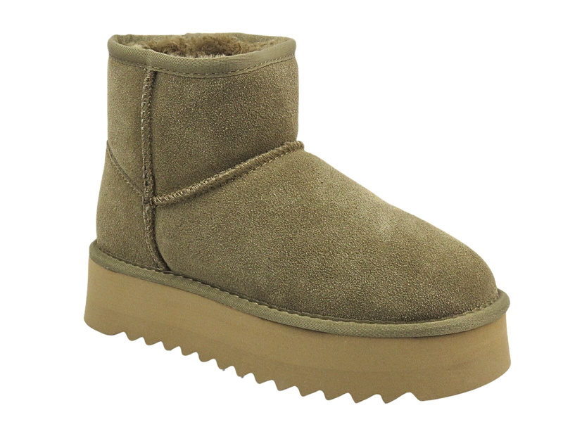 Dámské kožené sněhule na platformě Sokolski Z24-531 Brown Slip-on