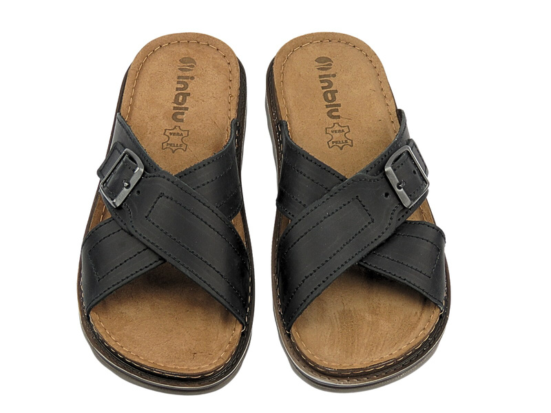 Pánské sandály s koženou stélkou - INBLU BU-01GU, černé