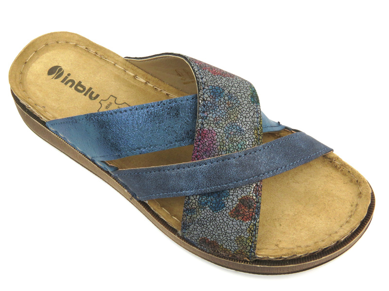 Dámské žabky s koženou stélkou - Inblu GS-52, tmavě modré