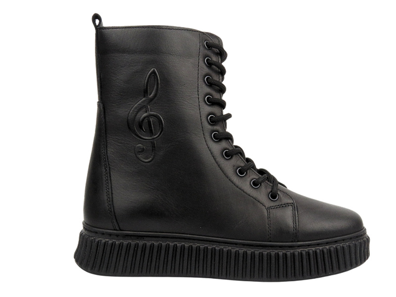 Dámské kožené kotníkové boty na platformě - VENEZIA 0242270, černé