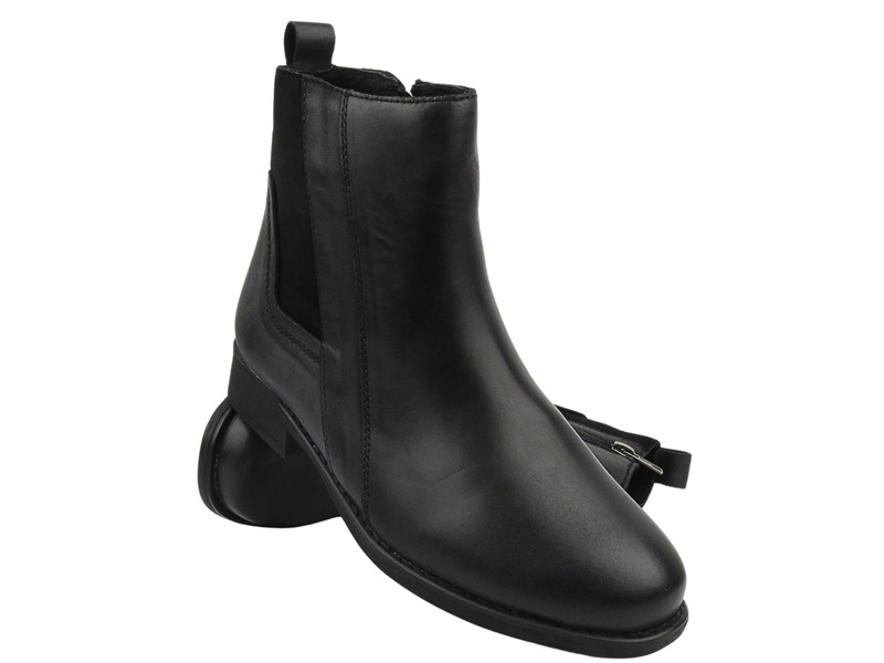 American Club Dámské kožené boty CY 98/23 Black se zipem