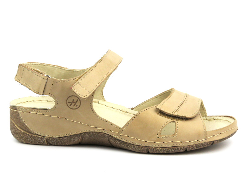 Pohodlné dámské kožené sandály - HELIOS Komfort 106, zlaté
