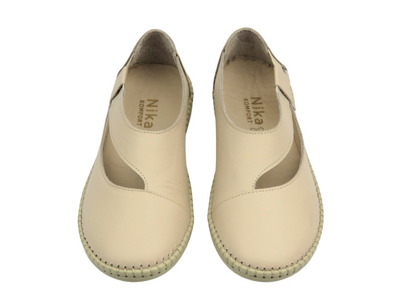 Dámské kožené polobotky béžové Nika Komfort H2030