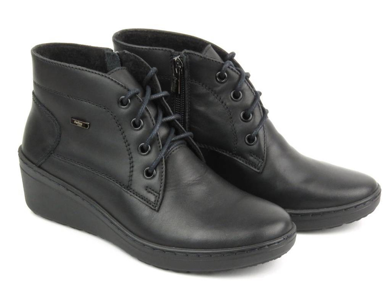 Dámské kožené kotníkové boty - HELIOS Komfort 554, černé