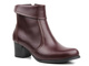 Kotníkové boty na stabilním podpatku z přírodní kůže - AGXBUT 534, vínová