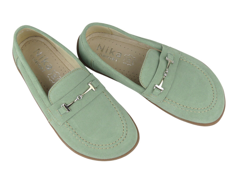 Dámské kožené barefoot mokasíny Nika Komfort 1458 zelené – minimalistické pohodlí