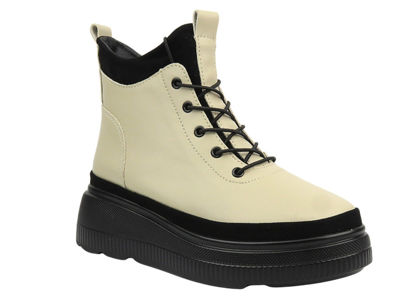 Kožené dámské kotníkové boty na platformě - Filippo DBT4146/23, černé