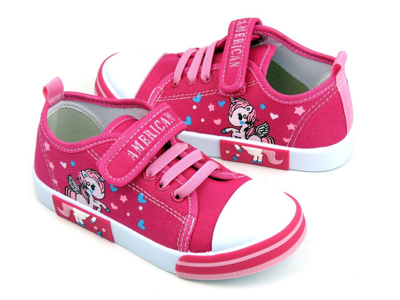 Dětské tenisky pro dívky s jednorožcem - American Club TEN 21/22 (23/22), růžové