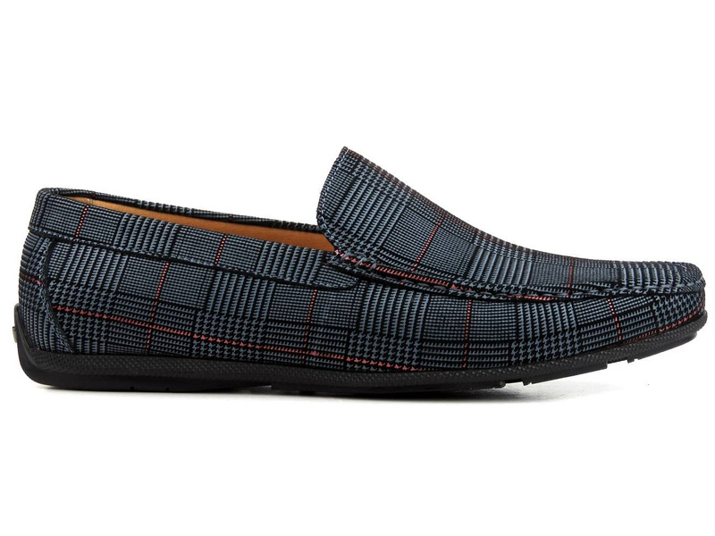 Vysoce kvalitní pánské mokasíny JOHN DOUBARE 628A-H-888, šedé kostkované