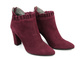 Dámské kožené kotníkové boty na vysokém podpatku - Kati 8022, vínová