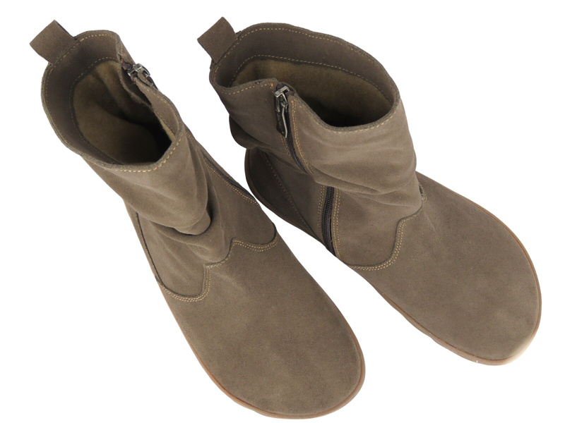 Dámské barefoot kotníkové boty z velurové kůže Nika 1465, čokoládové
