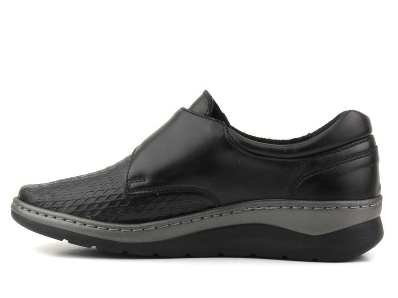 Dámské kožené boty na suchý zip - Wasak 0539, černá