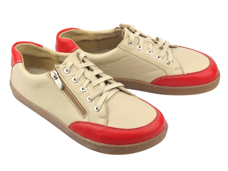 Barefoot kožené minimalistické dámské polobotky Helios Komfort 470, červené