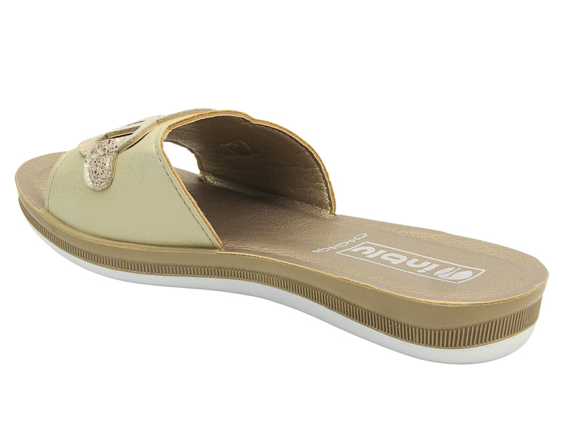 Dámské pantofle s přezkou - INBLU PONZA, zlaté