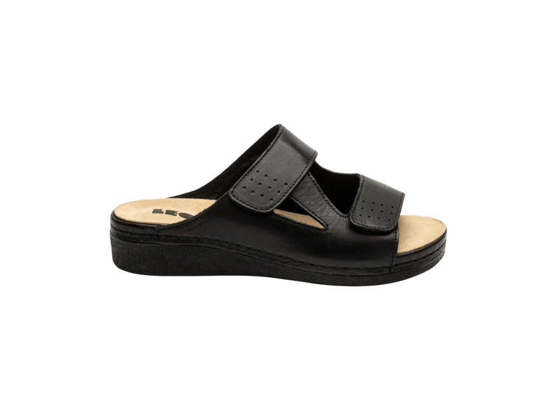 Dámské pantofle na suchý zip černé Leon 5010  