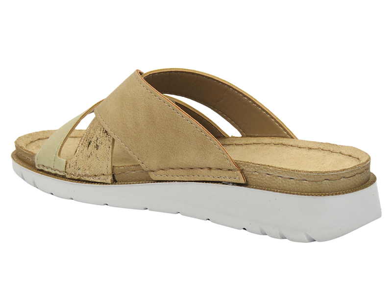 Dámské žabky s koženou vsadkou - Inblu CN-45, písk