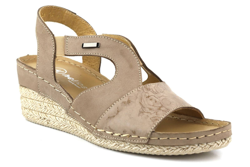 Dámské sandály na klínku - Helios Komfort 108, béžová