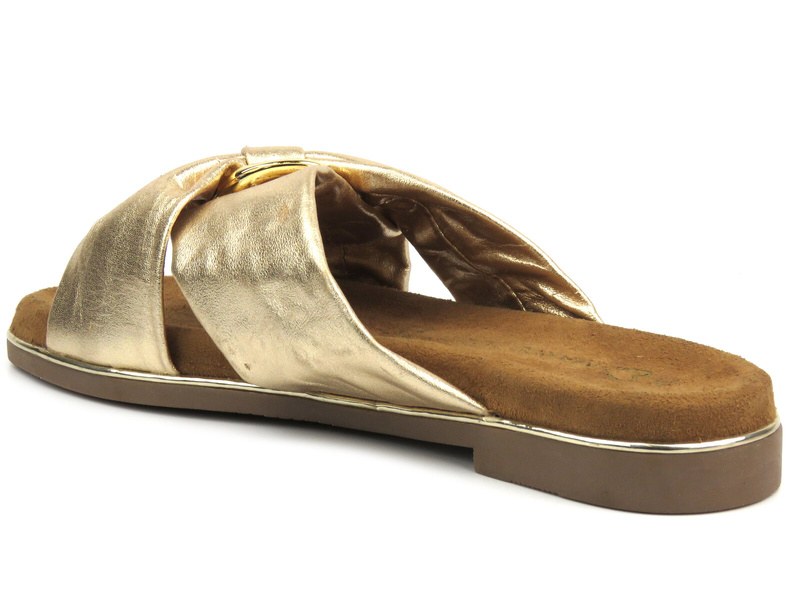 Dámské kožené skluzavky s řetízkem - MARCO TOZZI 2-27133-42, zlaté