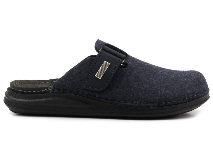 Pánské plstěné pantofle s koženou vsadkou - INBLU VE-02, tmavě modrá