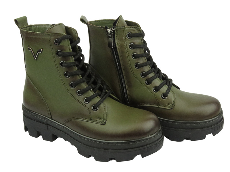 Dámské kožené kotníkové boty - VACARRO 490, černé