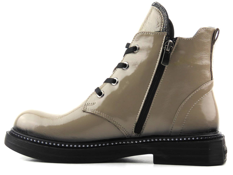 Dámské kotníkové boty z lakované kůže - VENEZIA 03-VAN MINK, béžová