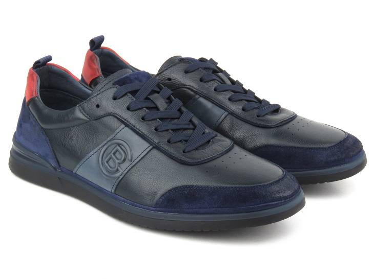 Pánské kožené sportovní boty - JOHN DOUBARE QA537WIA-AB59, tmavě modrá