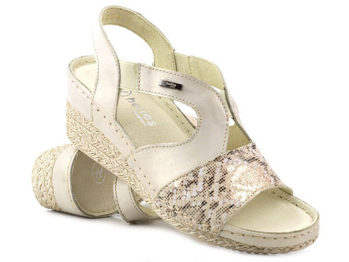Dámské sandály na klínku - Helios Komfort 108, zlaté