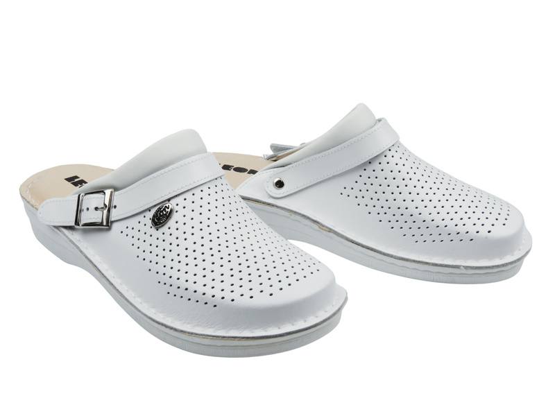 Pánské kožené žabky Leon V202M bílé barvy