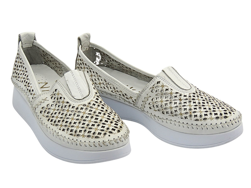 Dámské perforované polobotky bílé Nika Komfort H0712