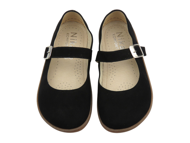 Barefoot kožené minimalistické dámské polobotky černé Nika Komfort 1445