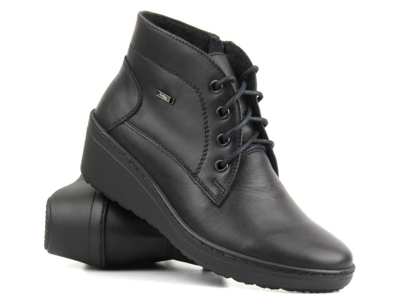 Dámské kožené kotníkové boty - HELIOS Komfort 554, černé