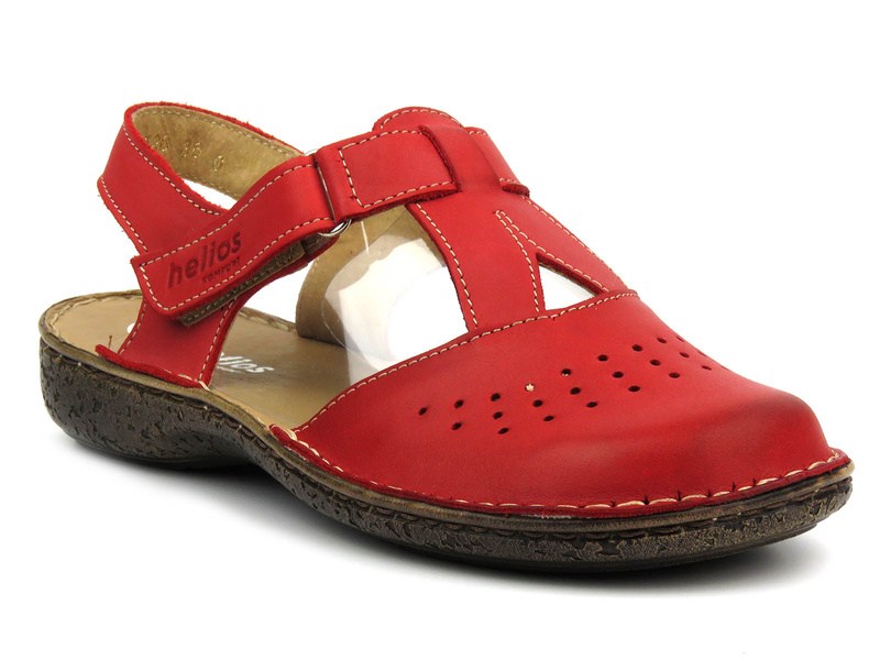 Dámské kožené sandály červené Helios Komfort 128