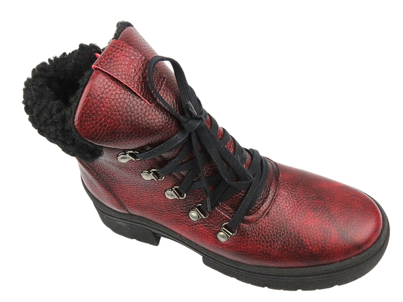 Pohodlné dámské kožené boty Helios Comfort 583, červená