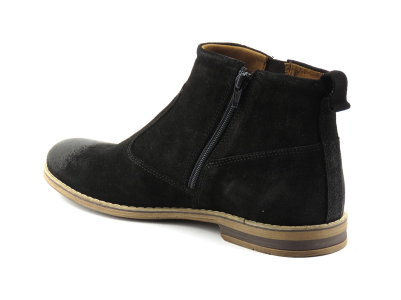 Kožené pánské kotníkové boty na zip - Riko 859, černé