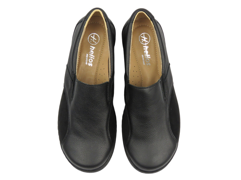 Dámské kožené nazouvací polobotky na halluxy černé Helios Komfort 453