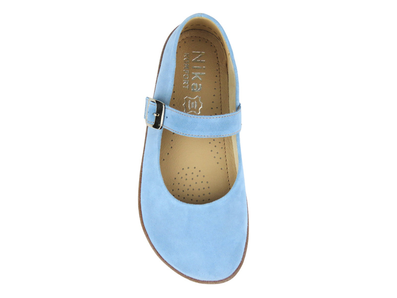 Dámské barefoot minimalistické kožené polobotky Nika Komfort 1445, světle modré