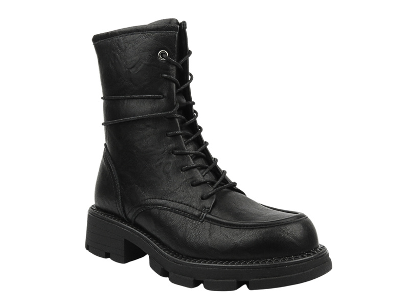 Venezia Dámské kožené boty W027LEBLOBB008 Black Zipped