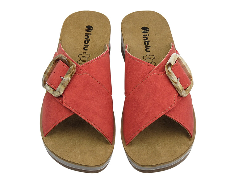 Dámské pantofle s přezkou červené INBLU FT-20