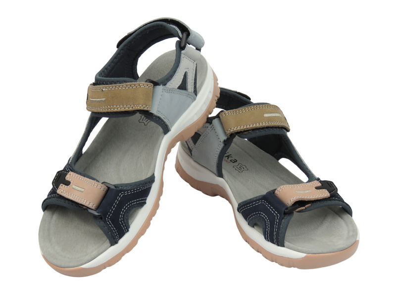 Dámské kožené sandály na suchý zip - Nika comfort H-665, modrá