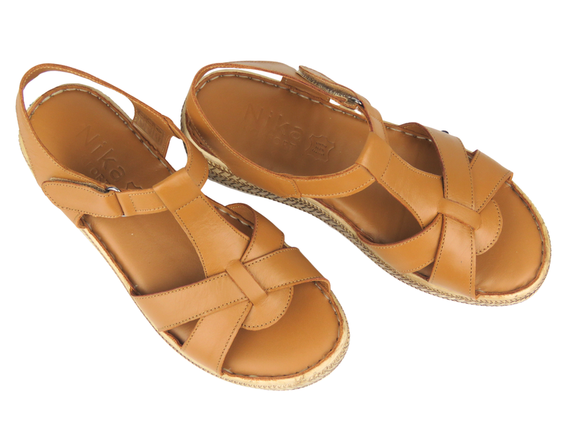 Dámské kožené sandály Nika Comfort 0162-214, hnědé