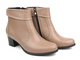 Kotníková obuv na stabilním podpatku z přírodní kůže - AGXBUT 534, béžová