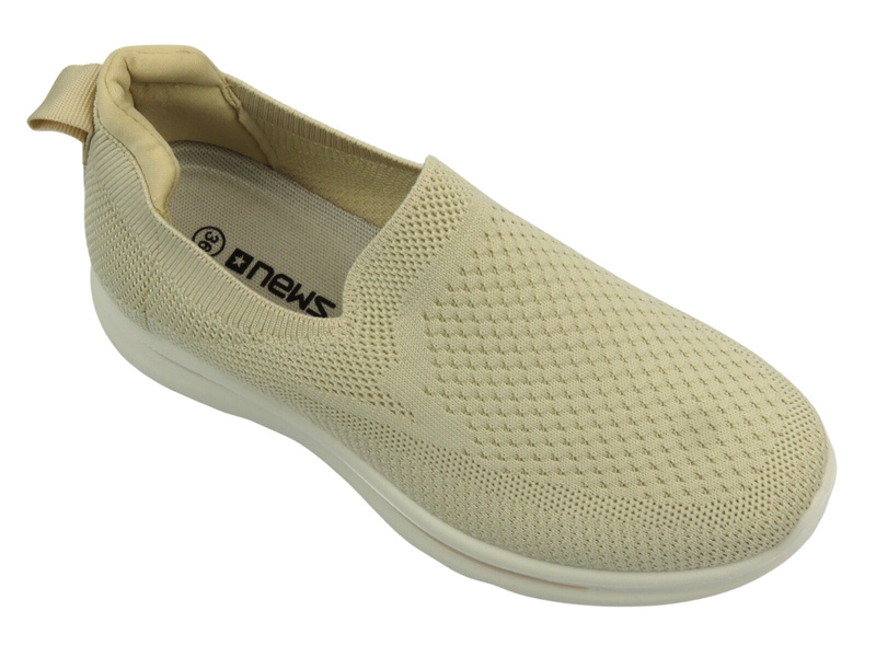 Látkové dámské sportovní boty - NEWS 22TX02-4815, béžové