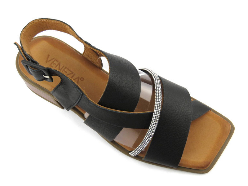 Dámské sandály s hranatou špičkou - VENEZIA 039892176, černé