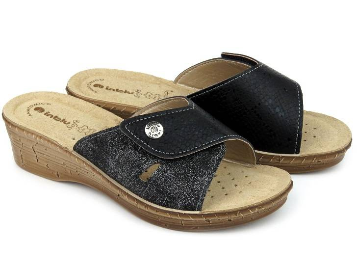 Dámské žabky na suchý zip - INBLU 26-79, černé