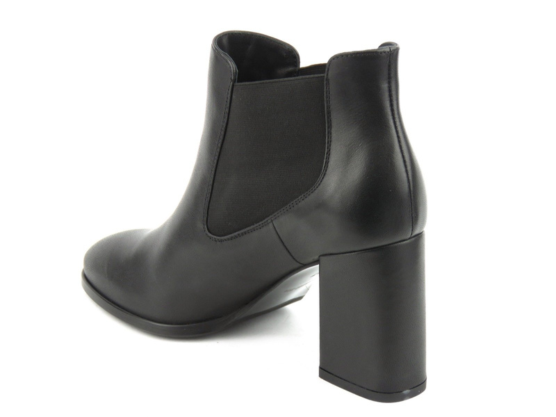 Dámské kožené chelsea boty na širokém podpatku - Conhpol Bis B3896, černé