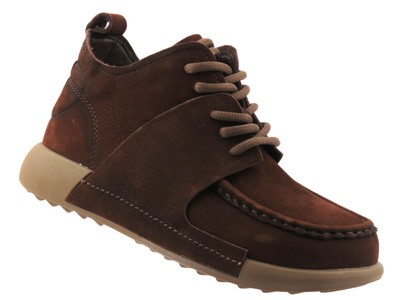 Pohodlné dámské kožené barefoot kotníkové boty Potocki 26-35309, hnědé